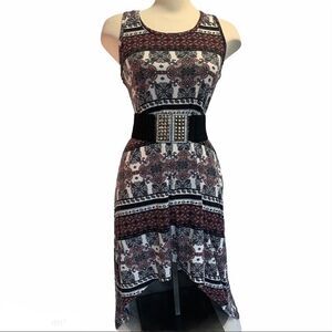 𝅺PINK gray black asymmetrical sleeveless dress Sz L